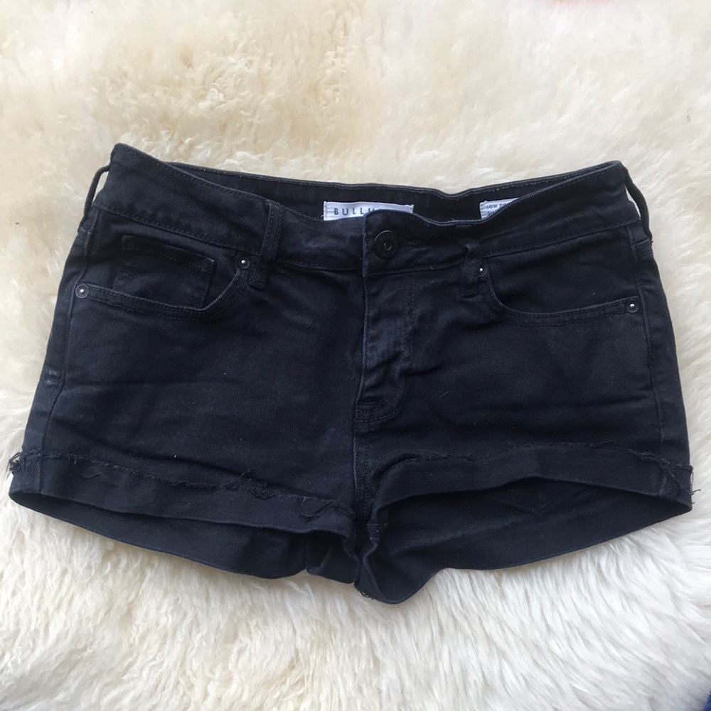 Low rise black jean shorts